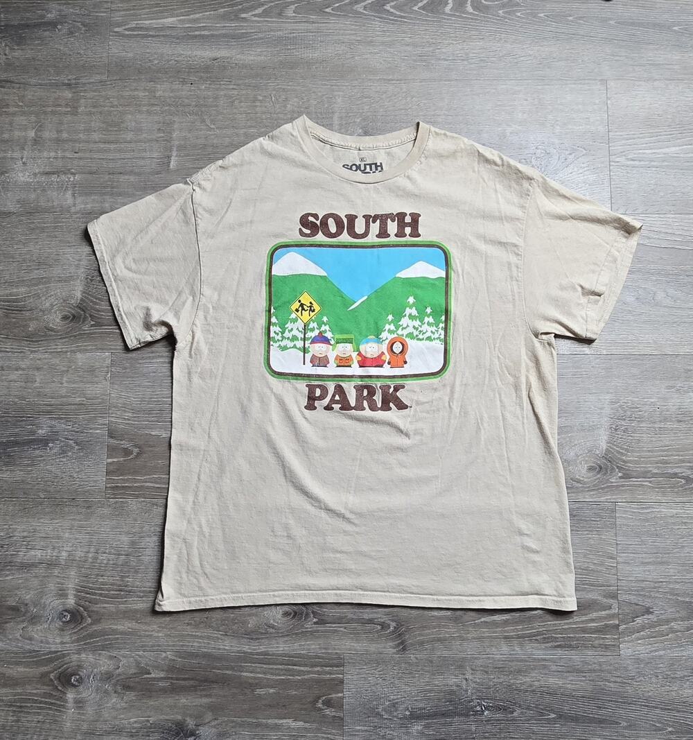 South Park T Shirt Mens XL Beige Cartoon Graphic Comedy TV Show Tee